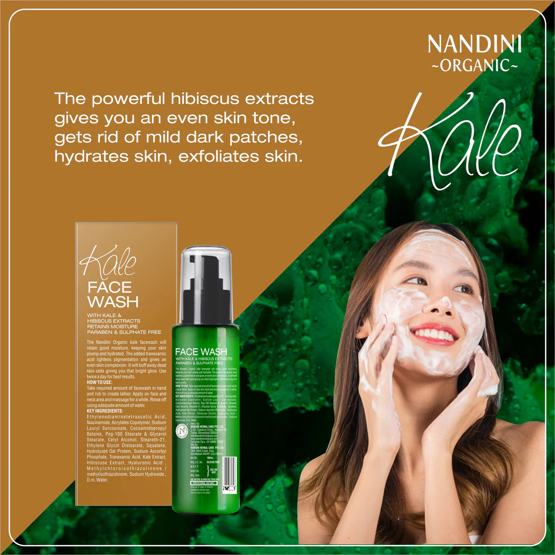 Nandini Organic Kale Facewash, Regulates unwanted oil & Retains Moisture