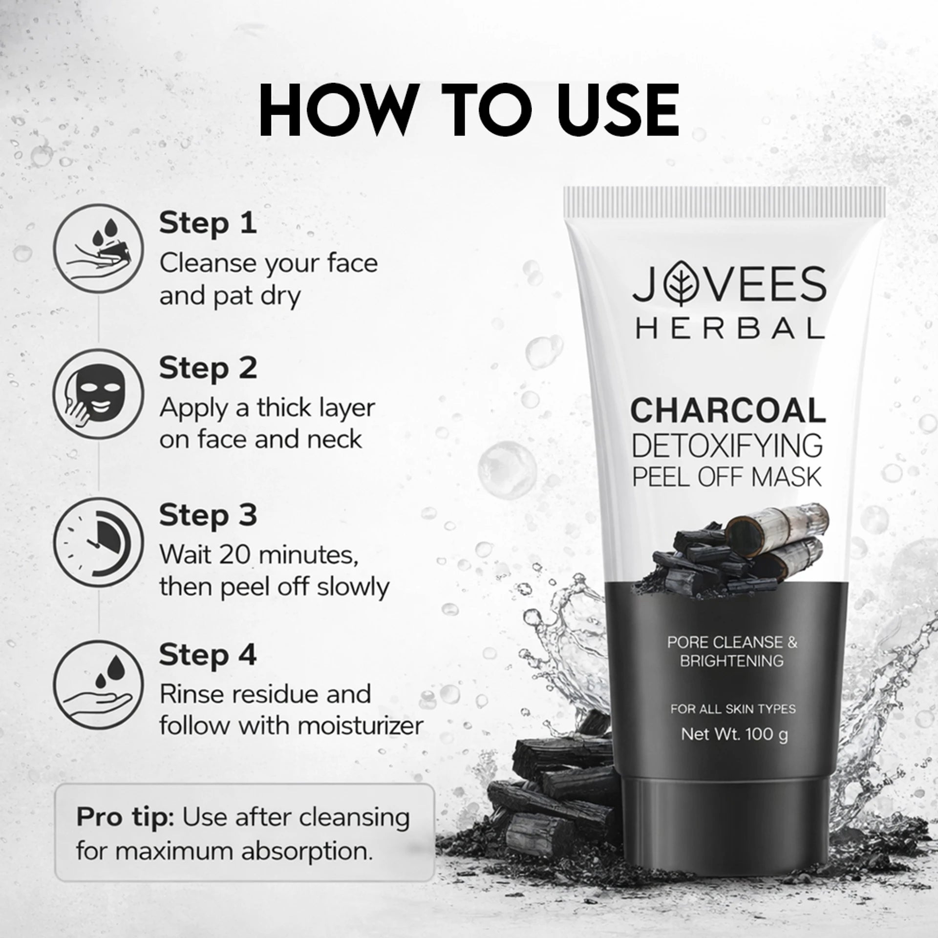 Jovees Herbal Detoxifying Peel Off Face Mask - Activated Charcoal-