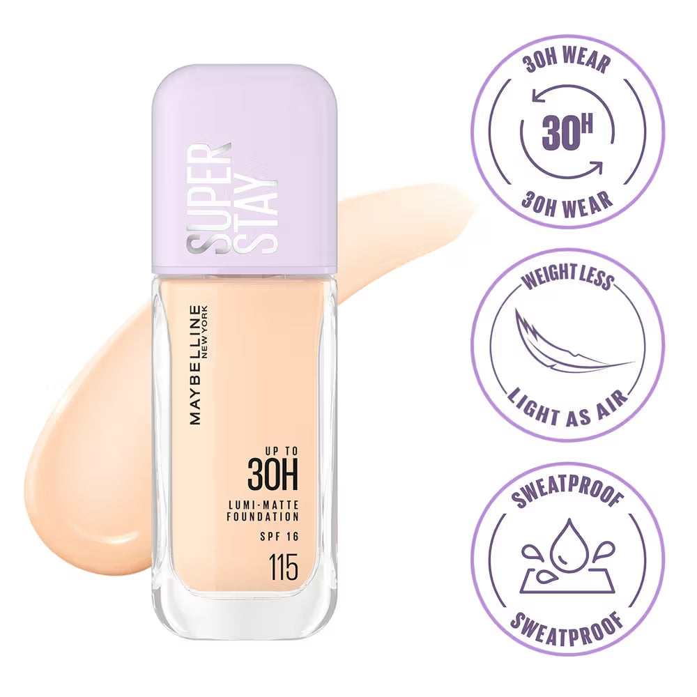 Demo Maybelline New York Super Stay Lumi-Matte Liquid Foundation - 30H Wear, Transfer Proof