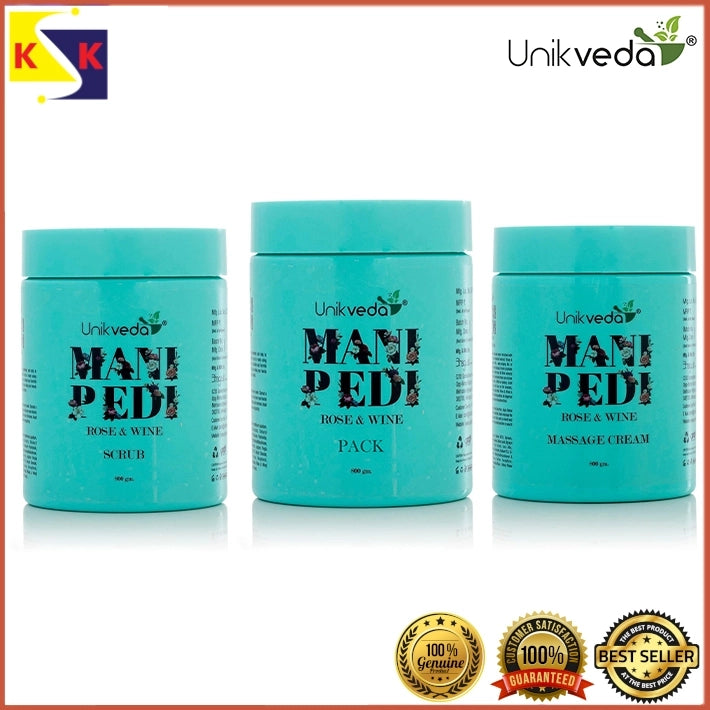 UNIKVEDA rose wine Mani-Pedi kit SCRUB + PACK + MASSAGE CREAM + SEASALT