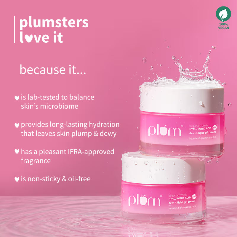 Plum Bulgarian Rose And 1% Hyaluronic Acid Dew-It-Light Gel Cream
