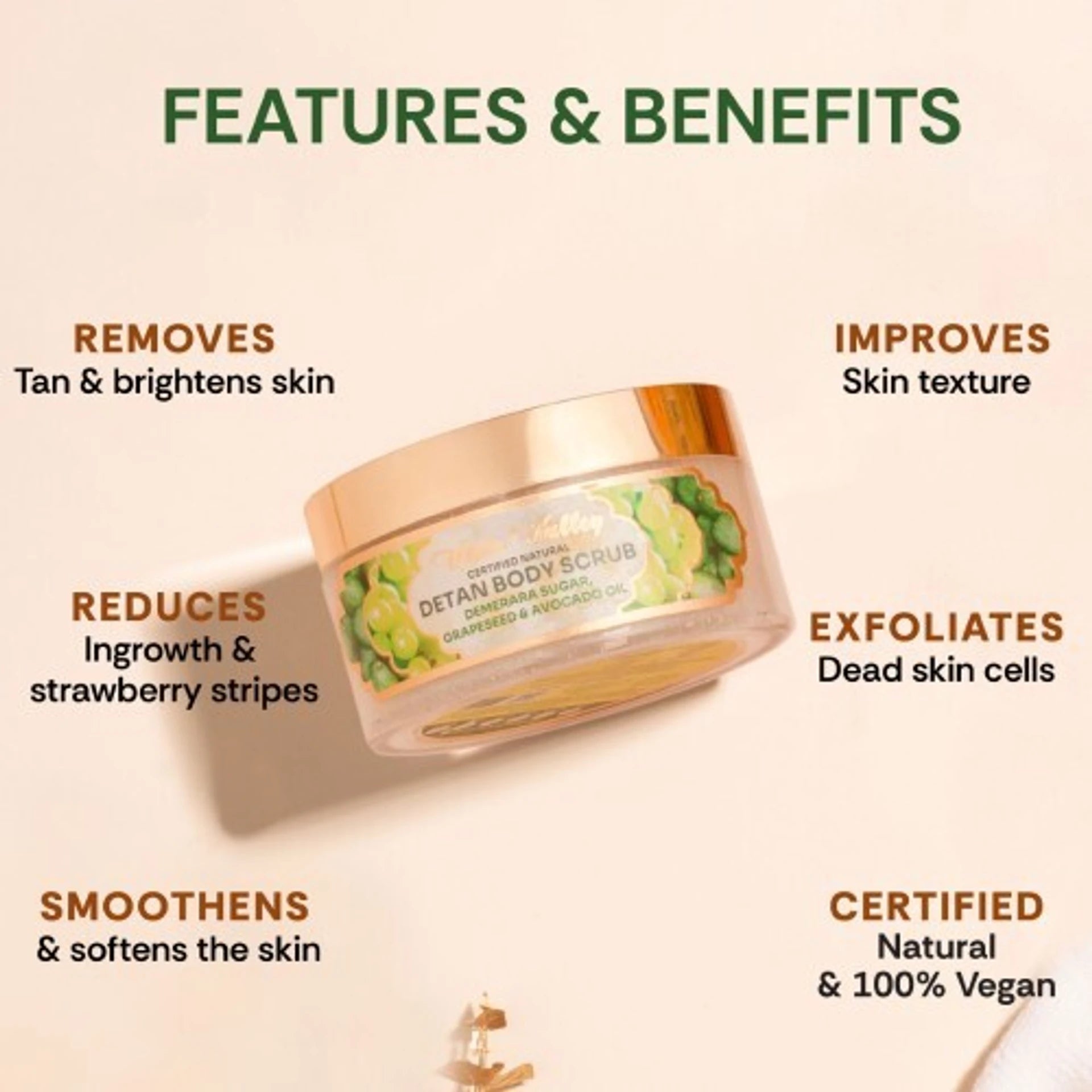 Vedic Valley Detan Body Scrub Demerara Certified Natural