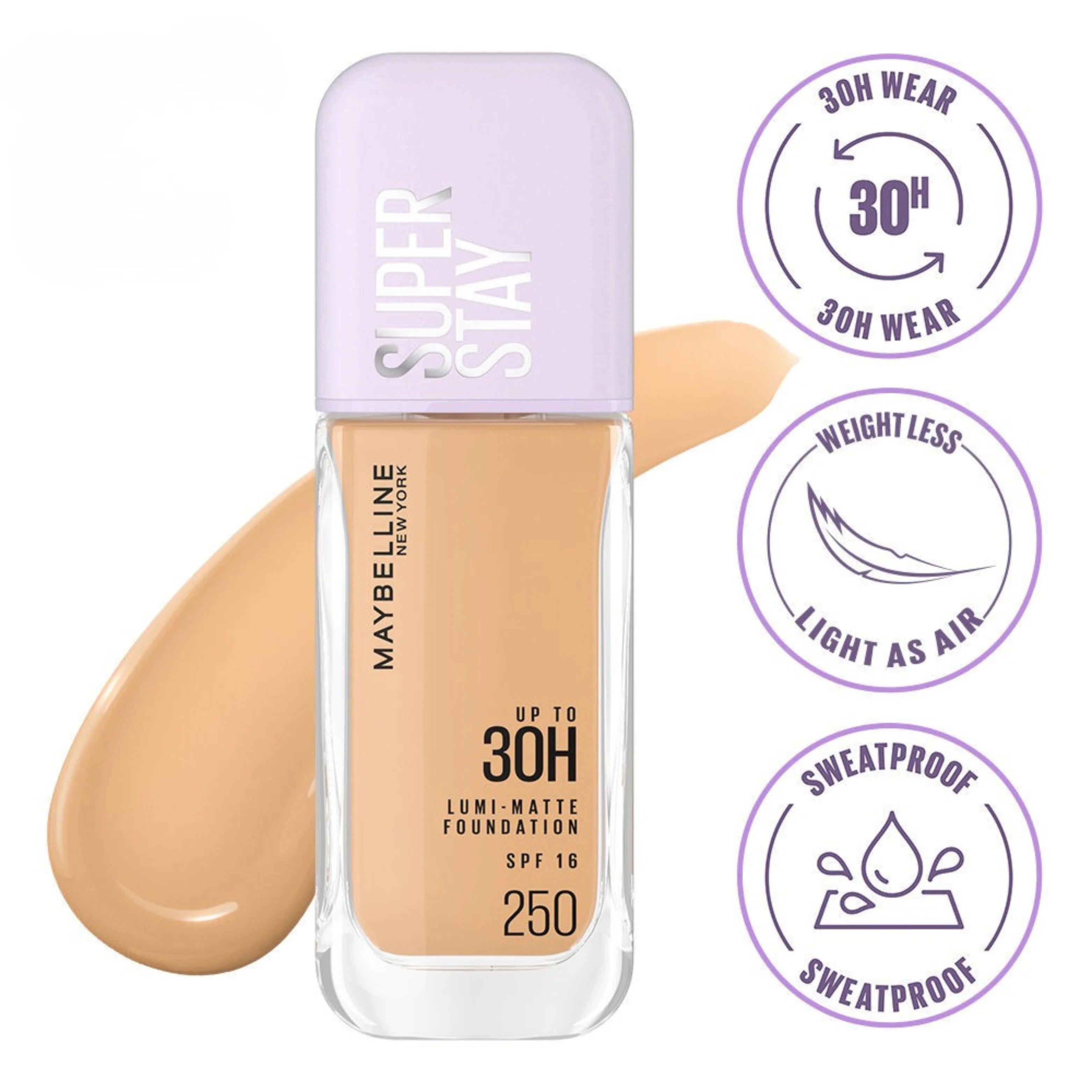 Demo Maybelline New York Super Stay Lumi-Matte Liquid Foundation - 30H Wear, Transfer Proof