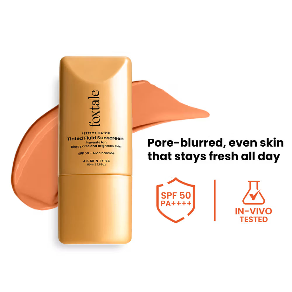 Foxtale SPF 50 PA++++ Tinted Fluid Sunscreen