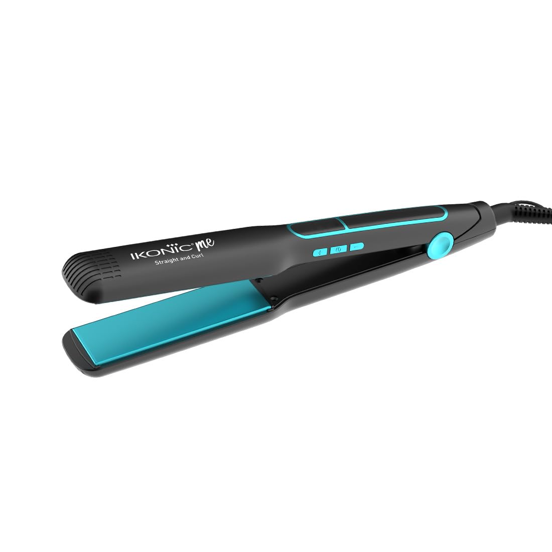 Ikonic 2 in 1 Staright n Curl Wide Hair Straightener (Wide - Black & Teal)