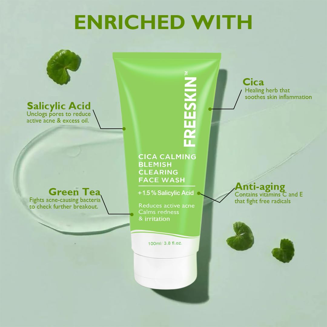 Freeskin CICA Calming Blemish Clearing Face Wash with 1.5% Salicylic Acid