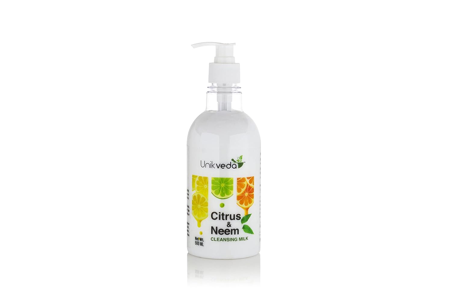 UNIKVEDA Citrus Neem Hydrating Non Sticky Cleansing Milk For Refreshing n Soothing Face, Deep Pore Cleanser Milk For Removing Makeup n Impurities | Women n Men, 500ml