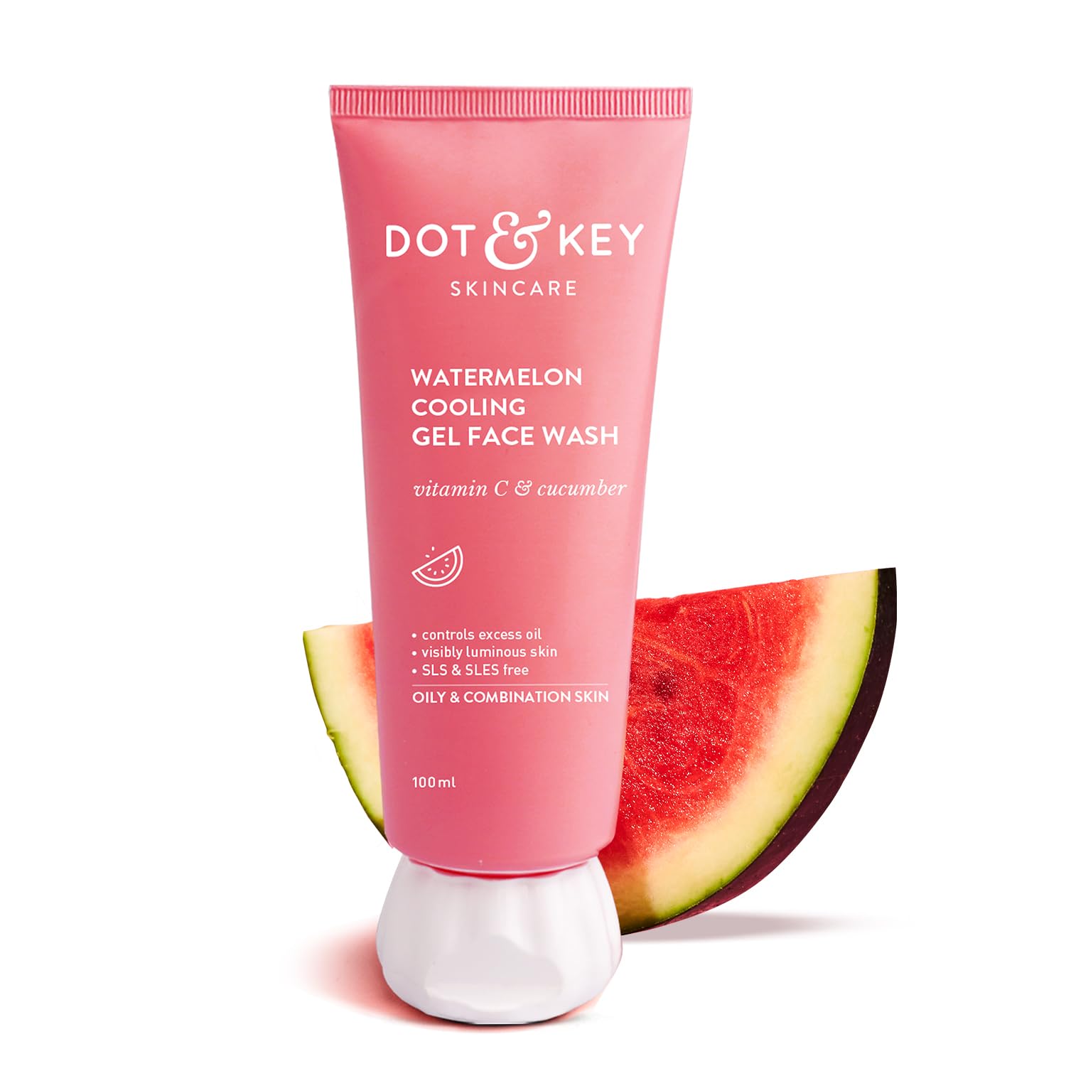 Dot & Key Watermelon Cooling Gel Face Wash With Vitamin C & Cucumber | Face Wash For Glowing Skin|Oil Free |Removes Excess Oil & Dirt | For Combination & Oily Skin| For Women & Men