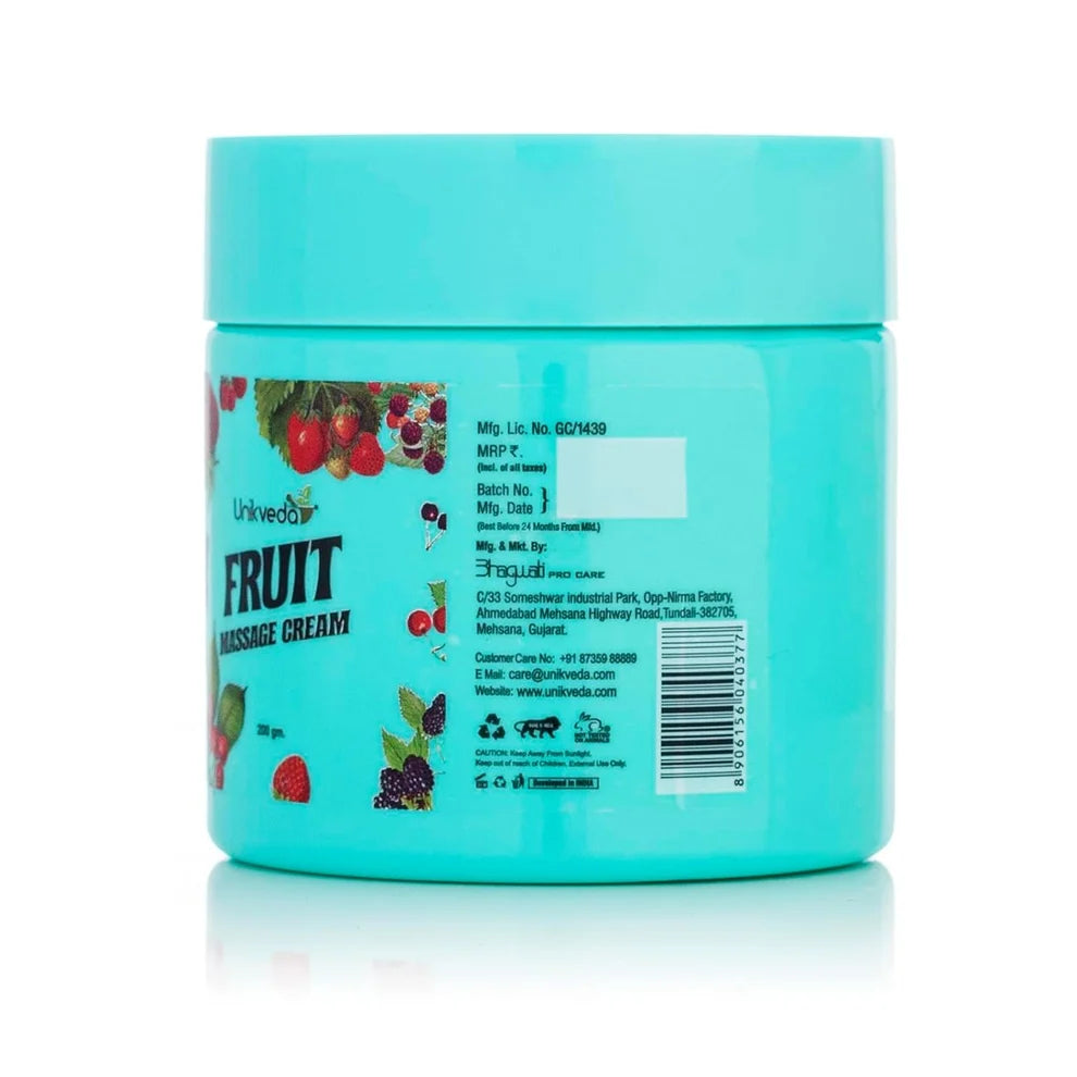Unikveda Fruit Massage Cream | Nourishment & Skin Softness | Vitamin-E Enriched Fruit Formula | 200gms