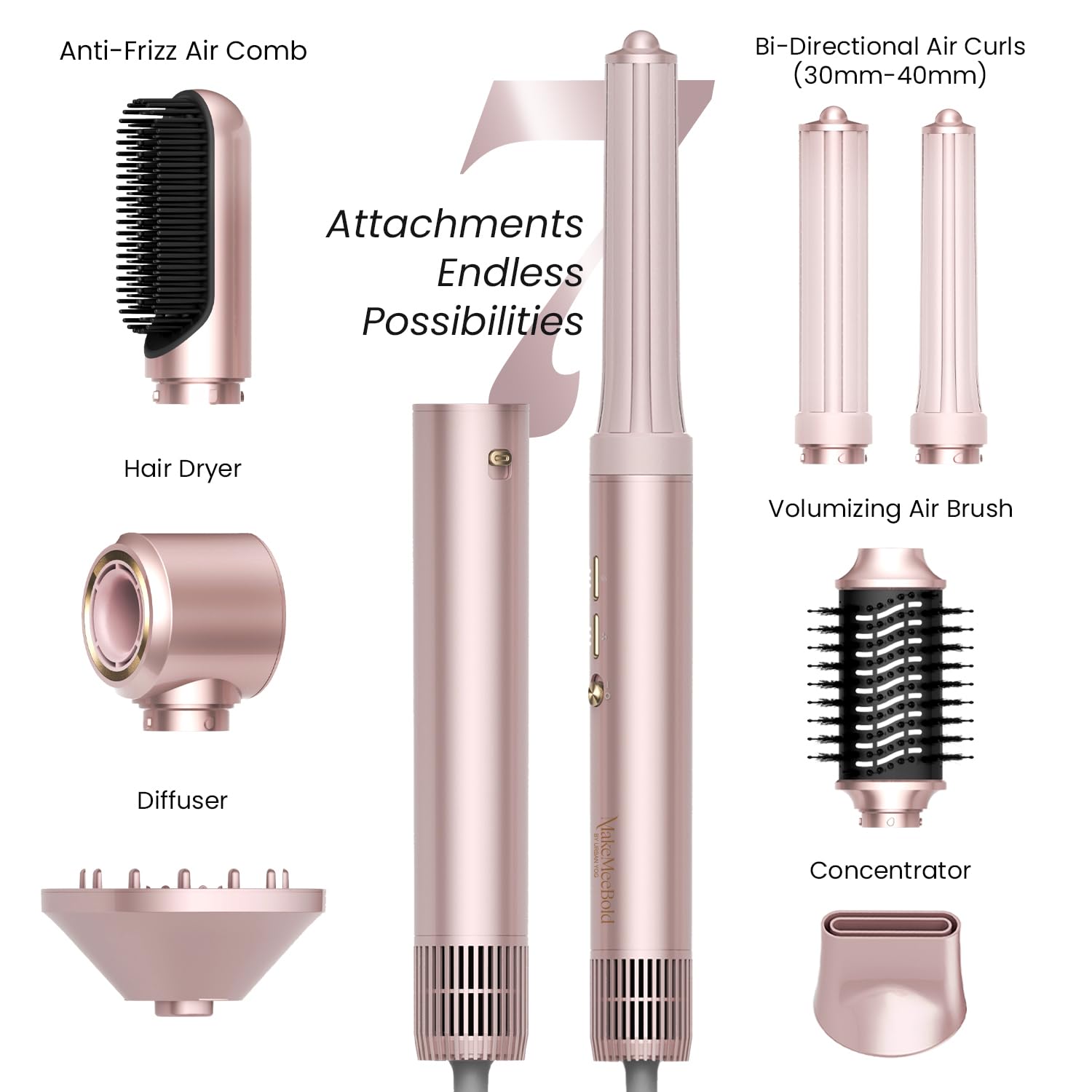 Make Mee Bold AirCurl & Multistyler 7X – Hair Styler for Women