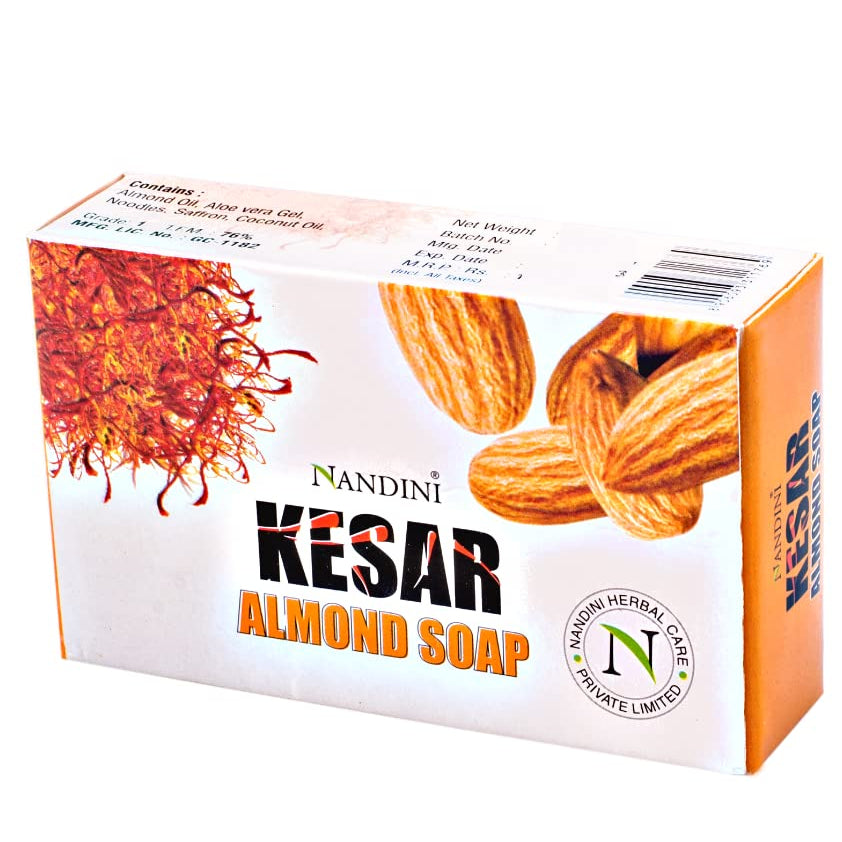 Nandini Herbal Kesar Almond Goti Soap, With Almond oil, Saffron extract, For Fairness & Shining to skin