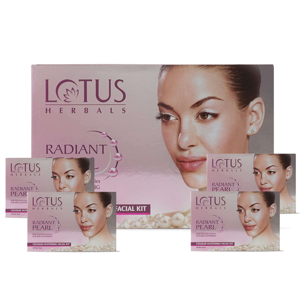 Lotus Herbals Radiant Pearl Cellular 4 in 1 Facial Kit | For Deep Cleaning | With Pearl Extracts & Green Tea