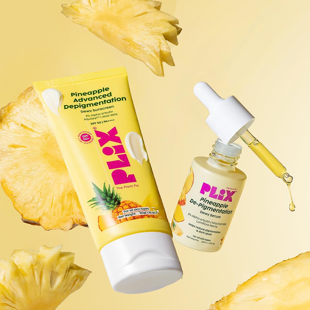 Pineapple Depigmentation Duo for Bright & Even Skin | 2% Alpha Arbutin Serum & Sunscreen with SPF 50 PA++++ | Reduces Pigmentation & Dark Spots | For All Skin Types
