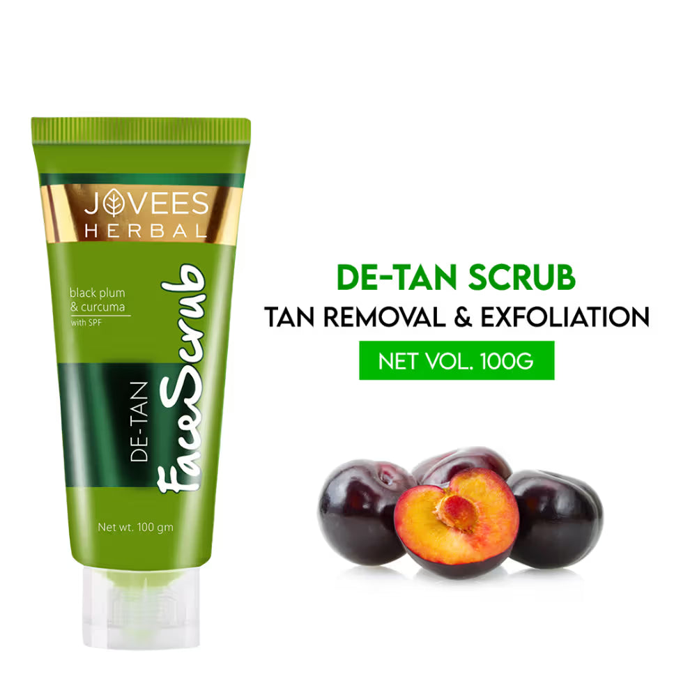 Jovees Herbal Detan Face Scrub With Turmeric & Black Plum Remove Dead Skin & Tanning