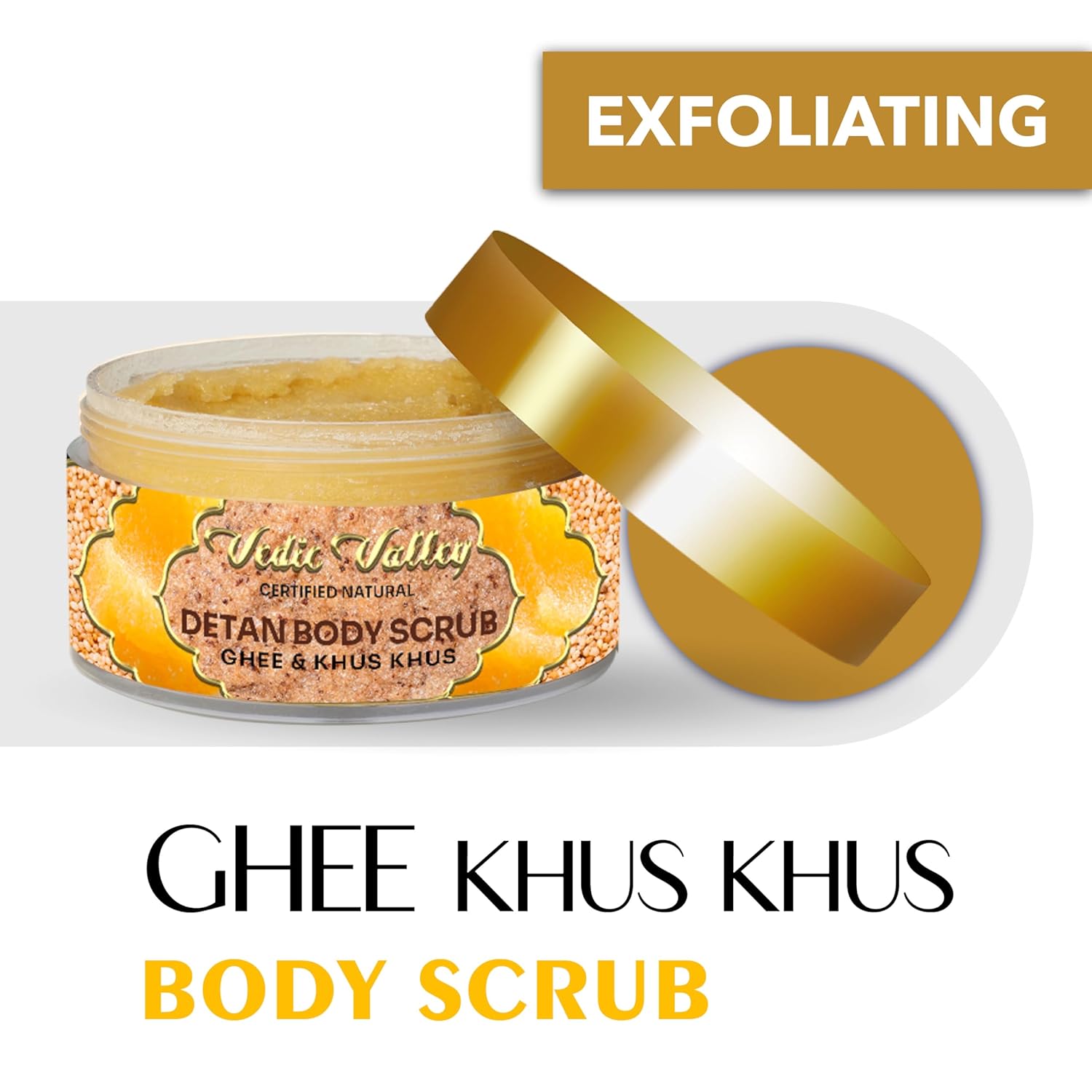 Vedic Valley Ayurvedic Detan Ghee Khus Khus Body Scrub with Saffron