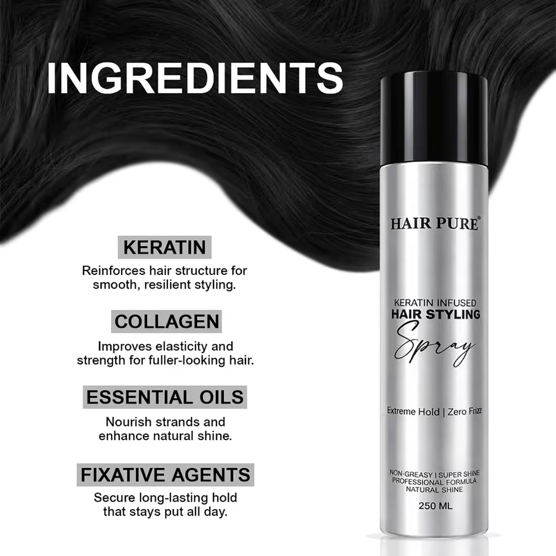 Hair Pure Keratin Infused Hair Styling Spray