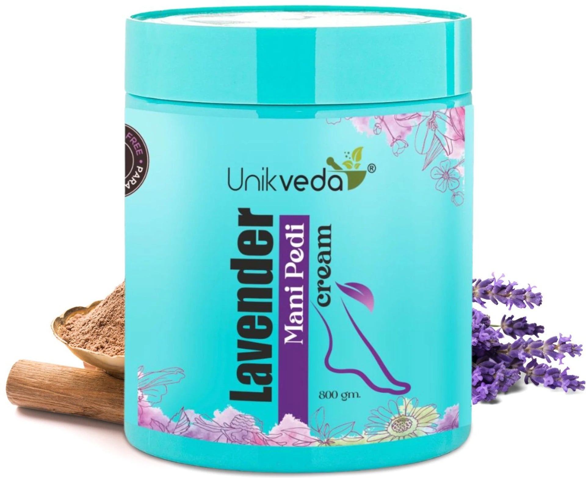 UNIKVEDA Mani-Pedi Lavender Cream for Exfoliating Moisturizing Hand n Feet Reparing Heels 200g
