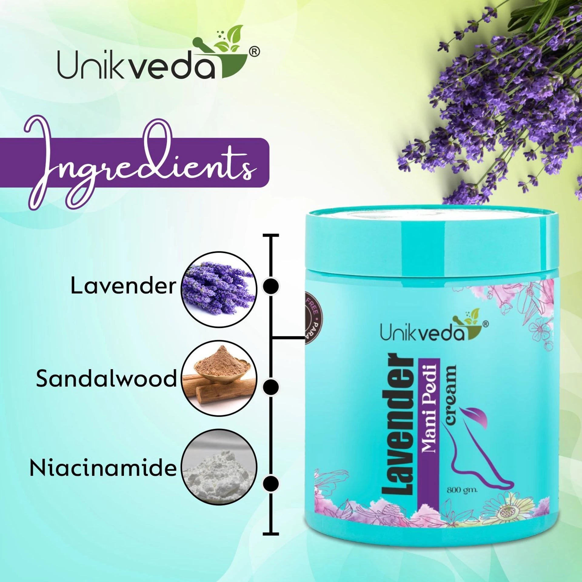 UNIKVEDA Mani-Pedi Lavender Cream for Exfoliating Moisturizing Hand n Feet Reparing Heels 200g