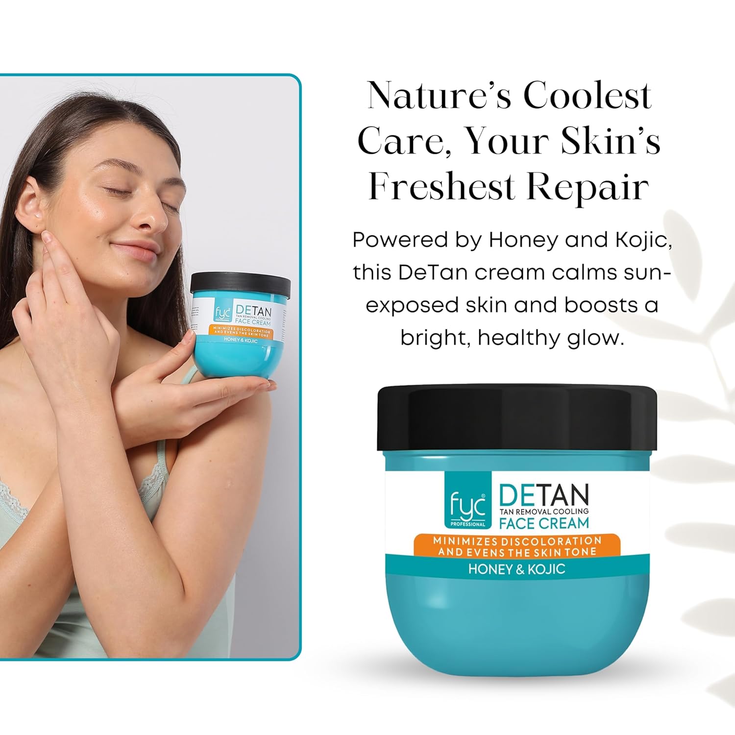 FYC Professional De-Tan Cooling Face Cream 400g with Honey & Kojic Acid, Instant Brightening, Hydration & Pigmentation Control, All Skin Types