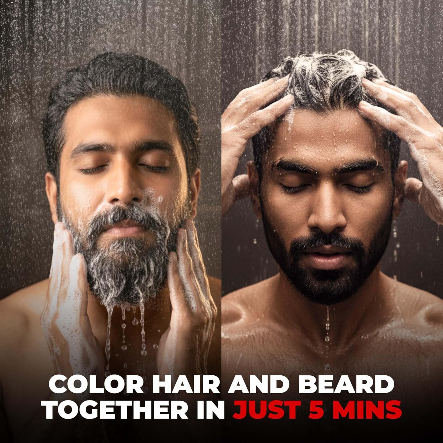 BEARDO Beard & Hair Shampoo Color | Natural Black | 100% Grey Coverage | 5 Minute Hair Colour | Ammonia Free | With Natural Actives | No Stain Beard Colour