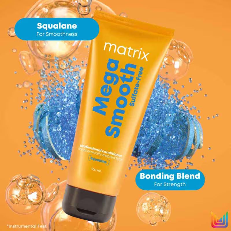 Matrix Mega Smooth Sulfate Free Anti-Frizz Conditioner with Squalene- for smooth hair & bond repair