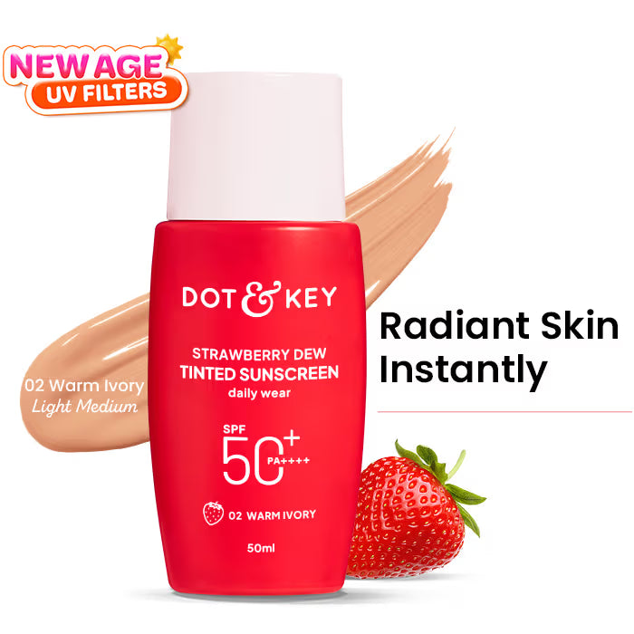 Dot & Key Strawberry Dew Tinted Sunscreen In-Vivo Tested SPF 50+ PA++++ for Daily Wear -01 Porcelain