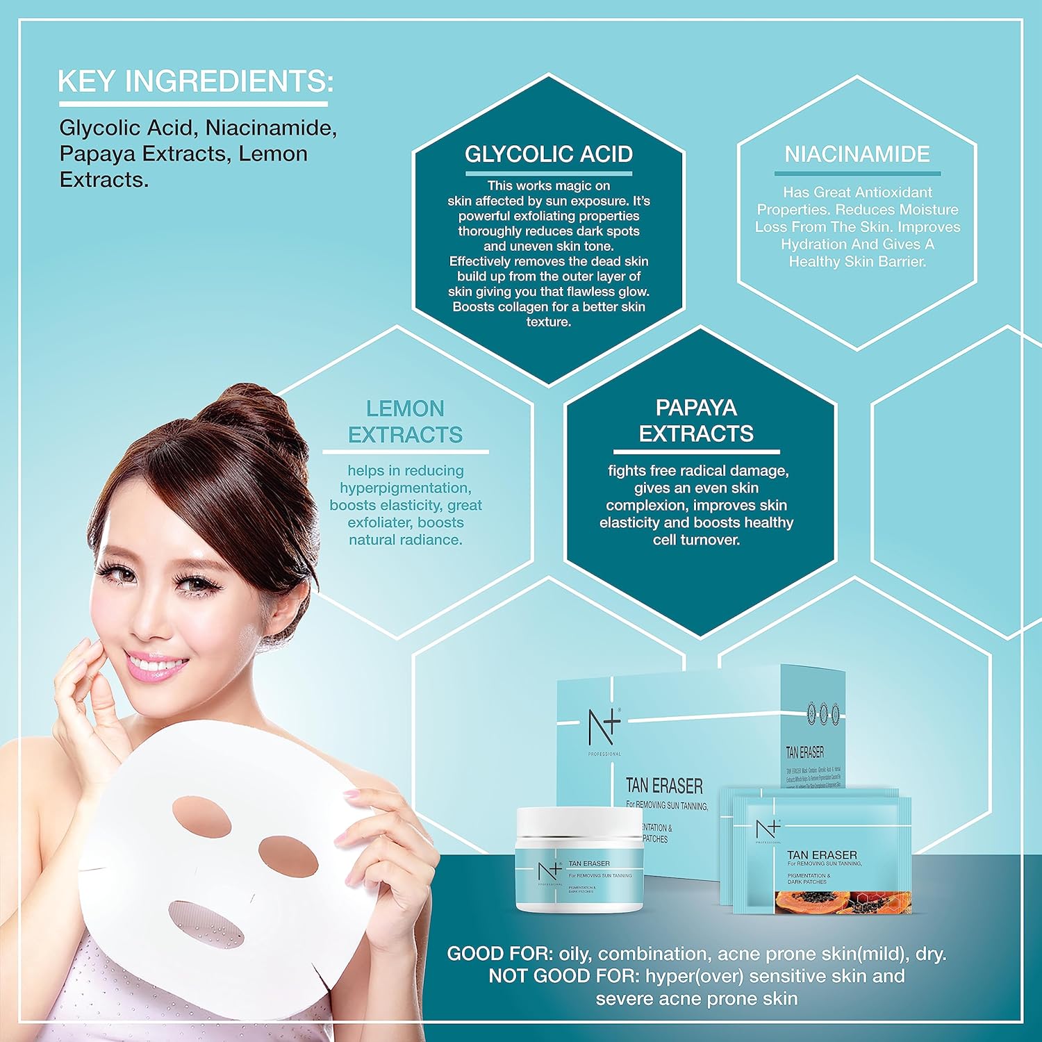 N PLUS Professional Tan Eraser Mask For Sun Tanning ,Pigmentation & Dark Patches