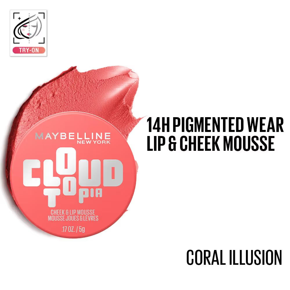 Maybelline New York Cloudtopia Cheek & Lip Mousse Blush, Lightweight Mousse