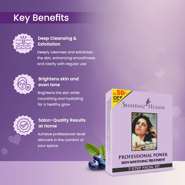 Shahnaz Husain Professional Power Skin Whitening Treatment 7 Steps Facial Ki