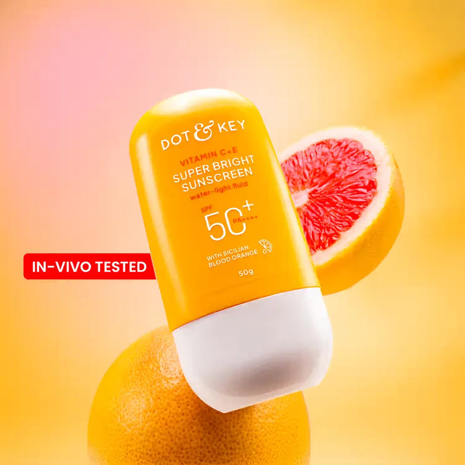 Vitamin C + E Super Bright Sunscreen SPF 50+ PA++++, In-Vivo Tested Sunscreen for Even Toned & Glowing Skin | No White Cast, WaterLight 50 gm