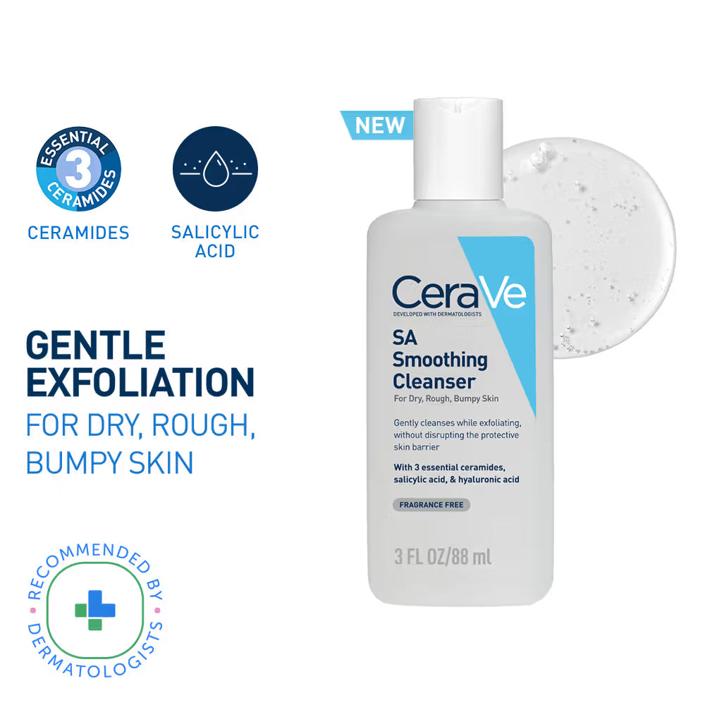 CeraVe SA Smoothing Cleanser For Dry, Rough & Bumpy Skin, Face wash