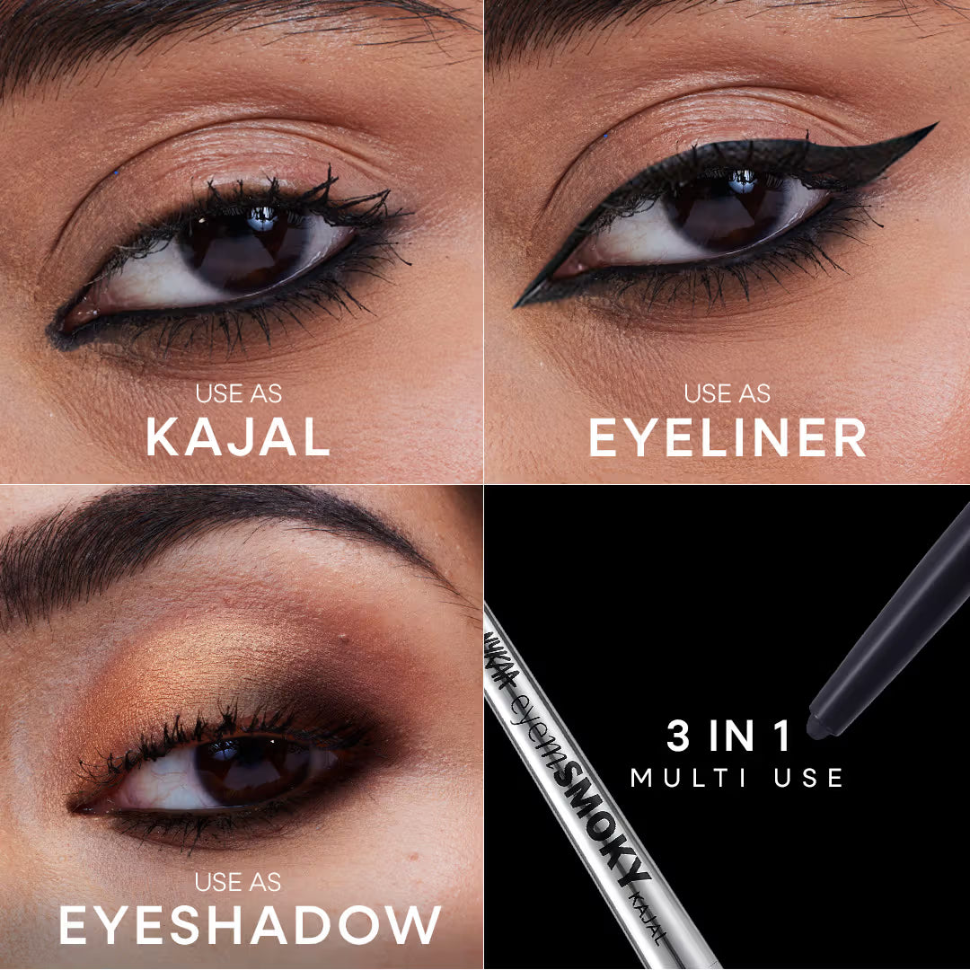 Nykaa Cosmetics Eyem Smokey Intense Gel Kajal With Free Sharpener & Smudger- Black