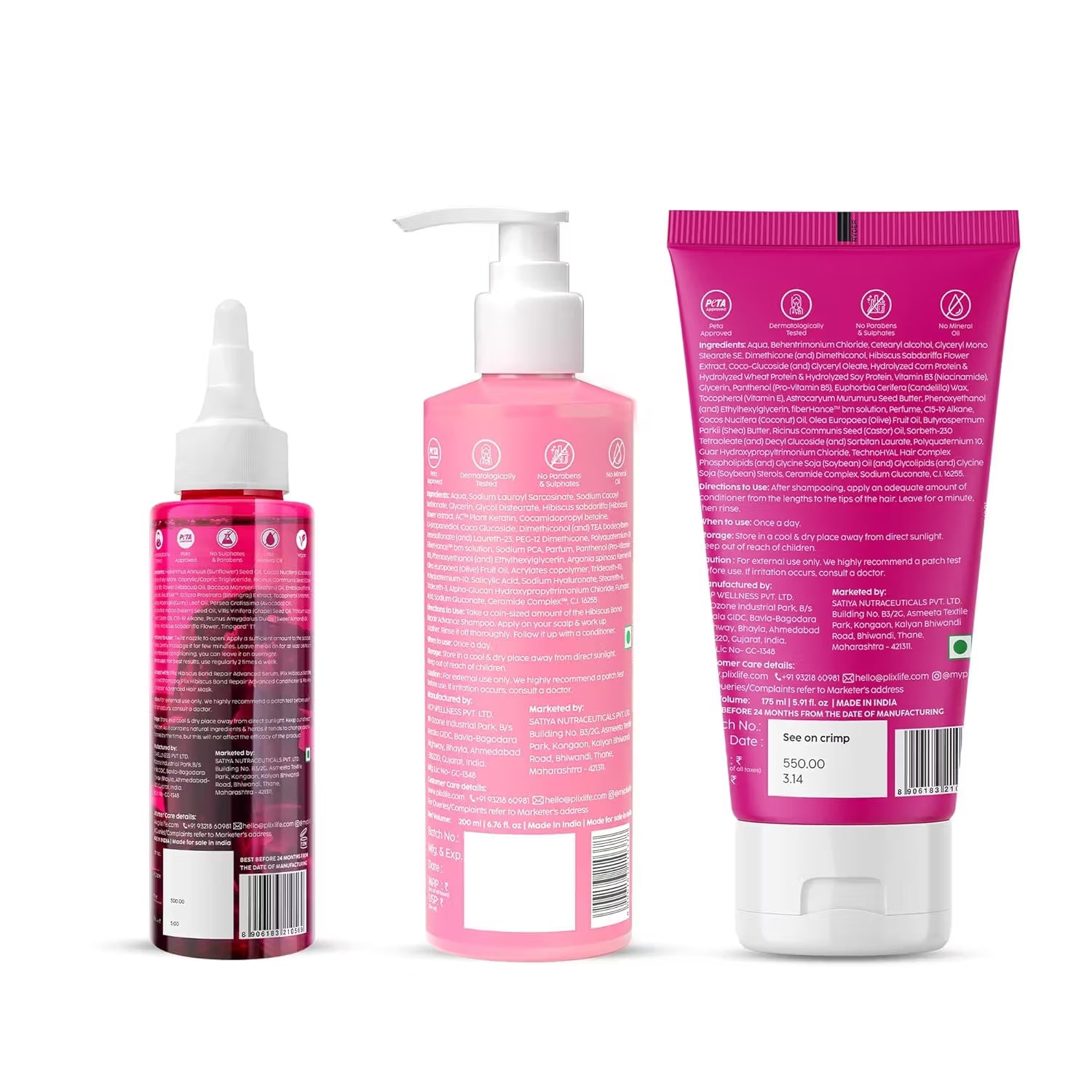 Plix Hibiscus Bond Repair Advanced Hair Oil, Shampoo & Conditioner