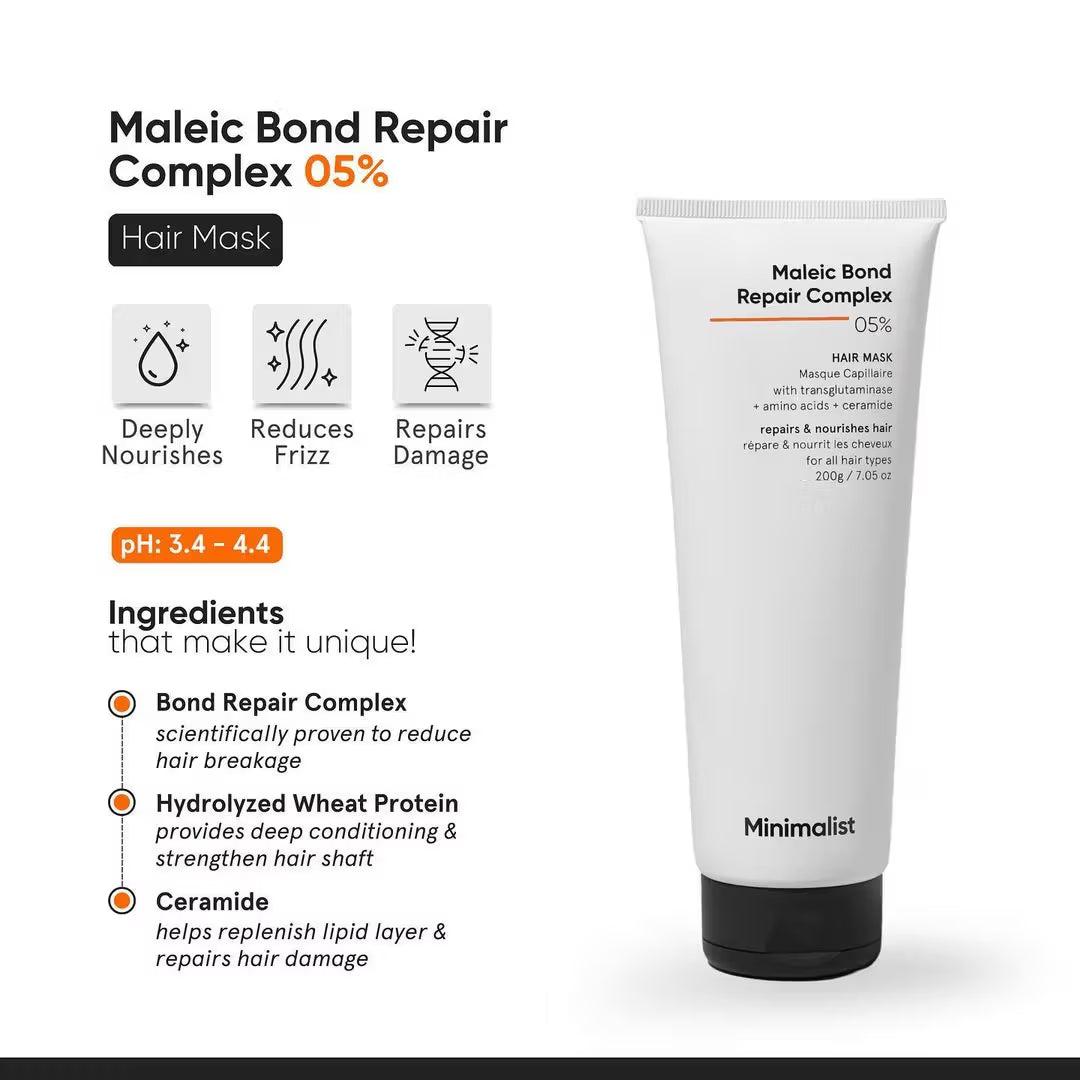 Minimalist Maleic Bond Repair Complex 5% Hair Treatment Mask With Transglutaminase, Amino Acids