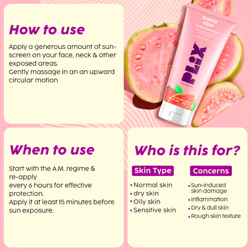 PLIX SPF 50+ Guava Glow Invisible Sunscreen