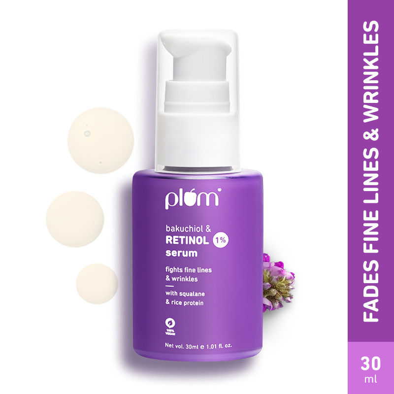 Plum 1% Retinol Face Serum With Bakuchiol- Boosts Collagen- Reduces Fine Lines & Wrinkles