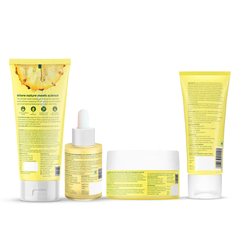 Plix Pineapple De-pigmentation Regime Facewash, Serum, Moisturizer & Sunscreen
