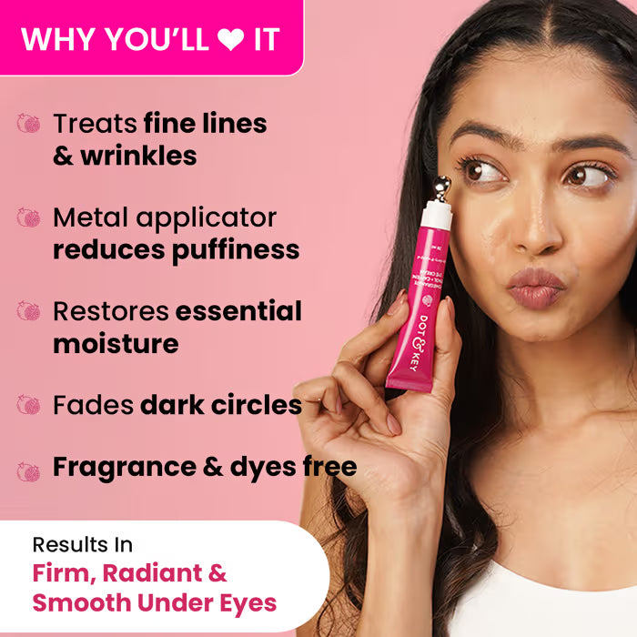 Dot & Key Pomegranate Retinol + Caffeine Eye Cream, Coffee Cherry & Rosehip Oil, Depuffs Under Eyes