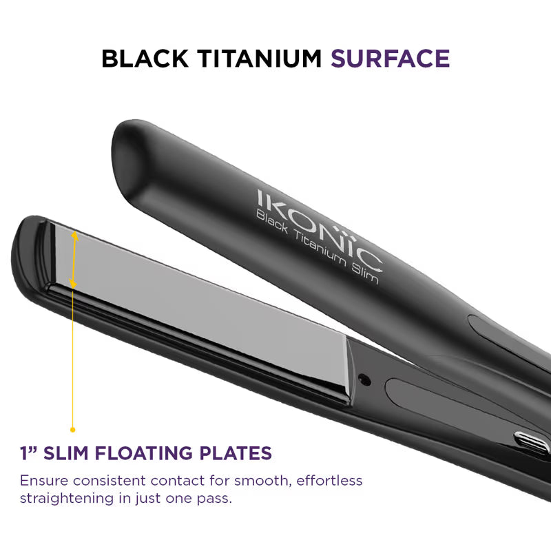 Ikonic Professional Titanium Slim Hair Straightener - Black