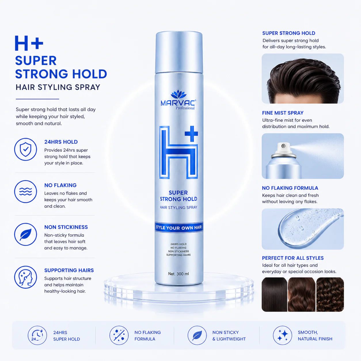 Marvac H+ Super Strong Hold Hair Spray