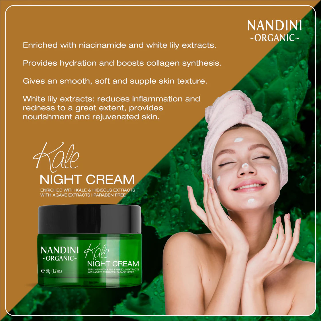 Nandini Organic Kale Night Cream, With Kale & Hibiscus Extracts, Deeply Detoxifies skin