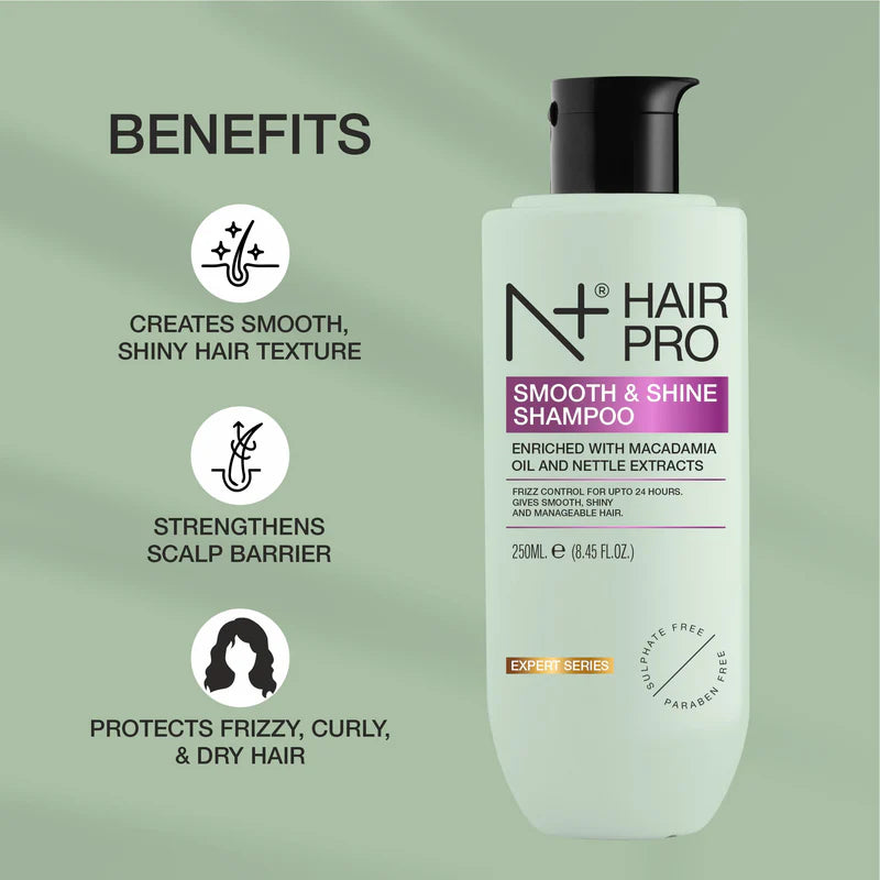 N PLUS Hair Pro Smooth & Shine Shampoo | Frizz Control for Up to 24 hours