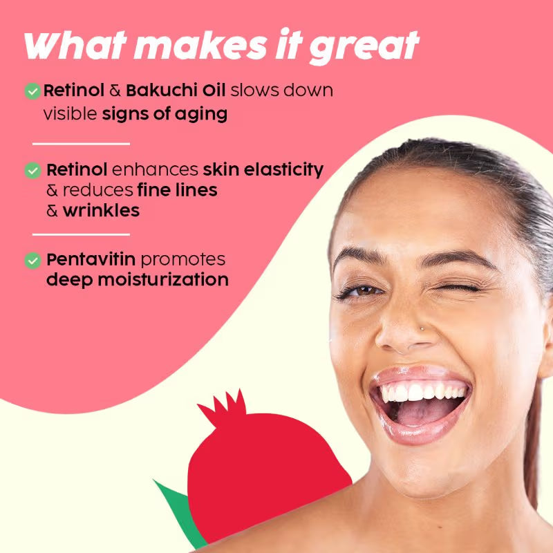 PLIX Pomegranate 0.6% Retinol & 0.2% Bakuchi Oil Night Face Serum