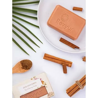Revyur Revitalizing Oud & Cinnamon Soap, Rejuvenates and Protect Your Skin with Our Refreshing and Antioxidant-Rich Nourishing Soap Bar 150gm