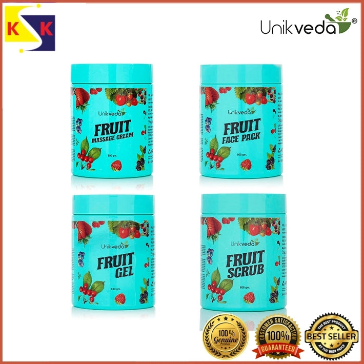 UNIKVEDA Fruit Gel + Face Scrub + Face Pack + Massage Cream 800g