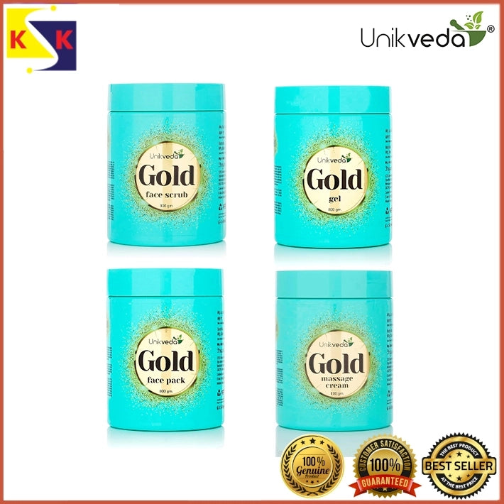UNIKVEDA Gold Massage Face Scrub + Gel + Face Pack + Massage Cream 800g