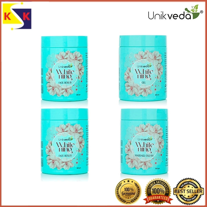 UNIKVEDA Whitening Face Scrub + Gel + Face Pack + Massage Cream