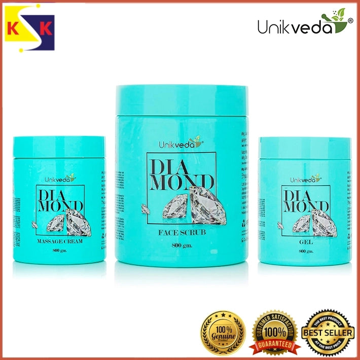 UNIKVEDA Diamond SET Massage Cream / Gel / Face Scrub / Face Pack 800g