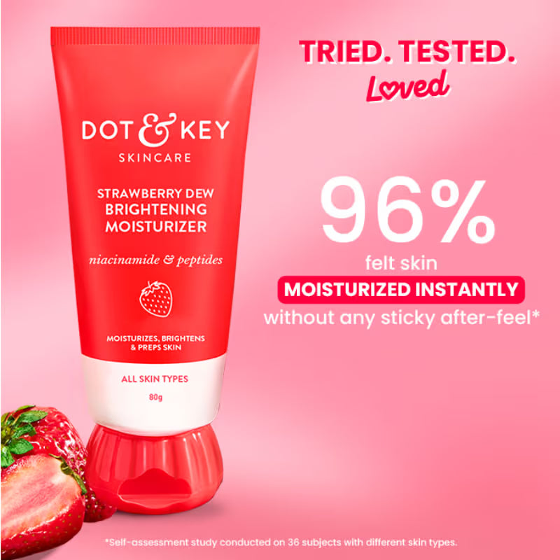 Dot & Key Strawberry Dew Brightening Moisturizer, Niacinamide & Peptides, Brightens & Smoothes Skin