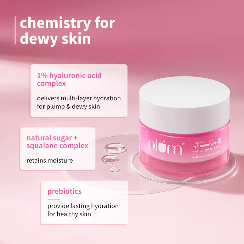 Plum Bulgarian Rose And 1% Hyaluronic Acid Dew-It-Light Gel Cream